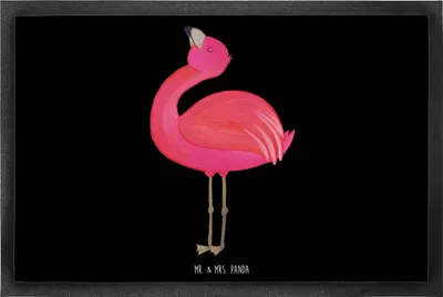Produktbild von Mr. & Mrs. Panda Schmutzmatte Flamingo Stolz 60 x 90 cm - Schwarz - Geschenk, Freundin, Schmutzfänger, Selbstliebe, Fussmatte, Schwester, Bodenvorleger, Fußabstreifer