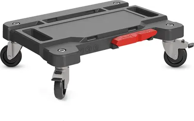 Produktbild von Transportroller für MetaBox mit Fixierungshebel & Gummiräder | 2 Bremsrollen & 2 Lenkrollen | Schwarz | Kistenroller Logistikroller Rollwagen Profi-Fahrgestell