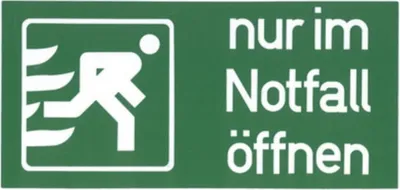 Produktbild von Aufkleber Schild " Nur im Notfall öffnen" 148x74 mm selbstklebend Notausgang
