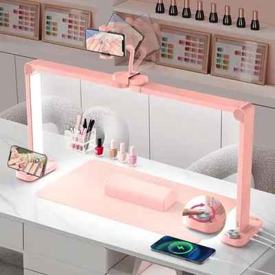 Halbmondlampe für Nageldesign, 86 cm, LED, 3 Farbmodi, 10 Helligkeiten, Rosa