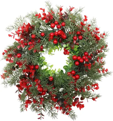 Produktbild von Künstlicher Weihnachts-Türkranz Dekorativ Ästhetisch Rot Grün