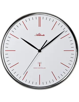 Produktbild von Atlanta 4494 Wanduhr Funk Funkwanduhr analog silbern mit Glas