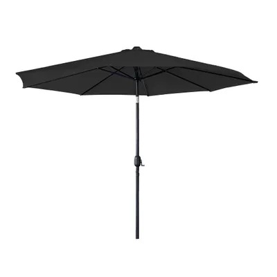 Produktbild von Sessamen-LP 300cm Sonnenschirm Alu Neigbar mit Handkurbel UV Schutz 40+ - Dunkelgrau Gartenschirm Terrassenschirm Marktschirm für Balkon, Garten, Terrasse (300cm,Dunkelgrau)