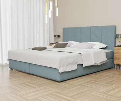 Produktbild von Boxspringbett Schlafzimmerbett ELICIO 140x220cm Stoff Hellblau inkl. Bettkasten