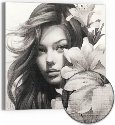 Produktbild von DEQOART Hybrid Leinwand Bild 30x30 cm 'Lilienzauber' Wandbild Glas flach modern