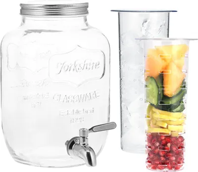 Produktbild von Navaris Wasserspender - 4L Getränkespender - Getränkespender Zapfhahn und Deckel - Wasser Spender Drink Dispenser - Saftspender - Getränkespender Glas