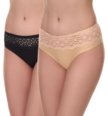 Produktbild von Merry Style Damen Slip MSGAB21 ((2Pack) Schwarz/Beige, 36 (Herstellergröße: S))