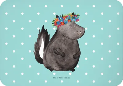 Produktbild von Mr. & Mrs. Panda Kühlschrankmagnet Stinktier Mädchen - Türkis Pastell - Geschenk, büromagnet, Skunk, magnet, Namaste, Raubtier, Notizhalter, Wildtier, haftmagnet, Yoga