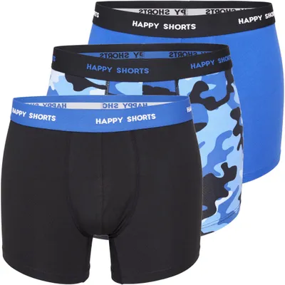 Produktbild von Happy Shorts Herren Retro Pants 3-Pack Jersey - Blue Camouflage - Größe XXL