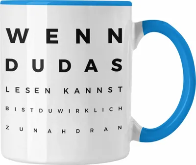 Produktbild von Trendation - Optiker Geschenk Tasse Augenarzt Lustiger Spruch Augenarztpraxis Geschenke Optikerin Meister Meisterin (Blau)