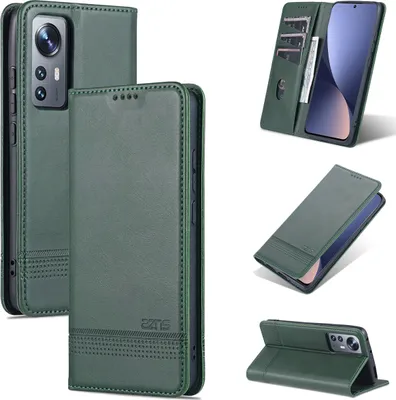 Immagine prodotto di Xiaomi 12 / 12X Custodia in pelle, Flip Cover Wallet Case Chiusura magnetica Stand Custodia protettiva per Xiaomi 12/Xiaomi 12X Verde