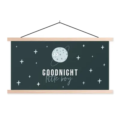 Produktbild von MuchoWow® Textilposter Zitate - Jungen - Gute Nacht kleiner Junge - Sprichwörter - Kinder - Kinder - Kleiner Junge 60x30 cm mit holzfarbenen Rahmen - Dekoration