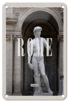 Produktbild von Blechschild Reise 12x18cm Rom Italien Statue Urlaub Reiseziel Schild