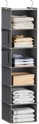 Zdjęcie produktu dla Wisząca garderoba – organizer do przechowywania ubrań – 6 pojemnych przegródek – 30 x 30 x 120 cm