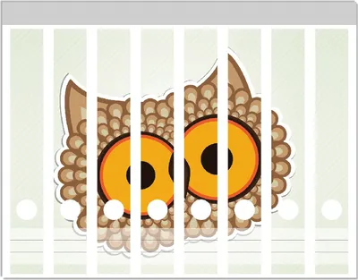 Produktbild von Wallario Ordnerrücken Sticker, selbstklebend für schmale Ordner, 8 Stück, Motiv Lustige Comic Eule mit großen Augen