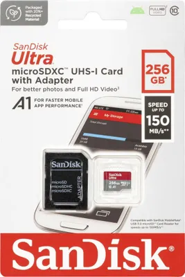 Zdjęcie produktu dla Karta SD MicroSD 256 GB SanDisk Ultra Class 10 z adapterem