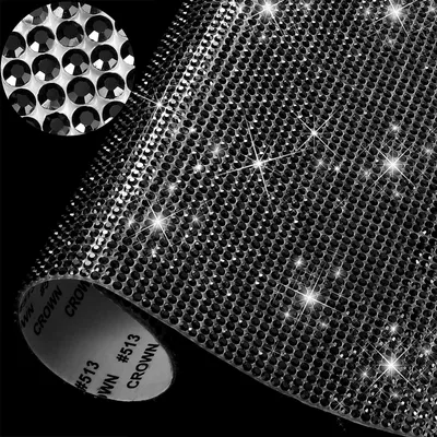 Strass-Aufkleber, 12000 Stück, selbstklebend, schwarz, 24x20 cm