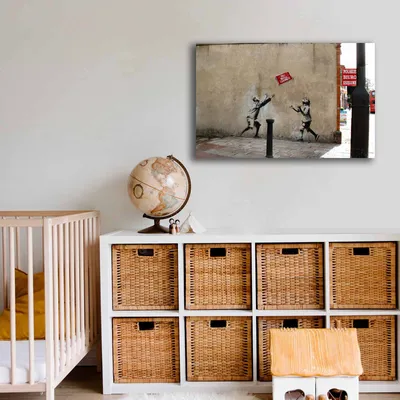 Produktbild von Wallity, 4570BANKSY033- OLM1128, Bunt, Leinwandbilder, 45 x 70 cm, 100% Leinwand