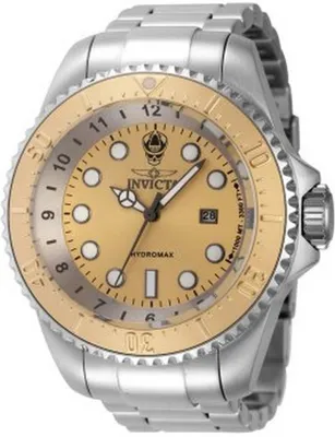 Produktbild von Invicta Hydromax 44746 Herren Uhr - Quartz Bewegung - Edelstahl mit goldenem Zifferblatt - 52 mm