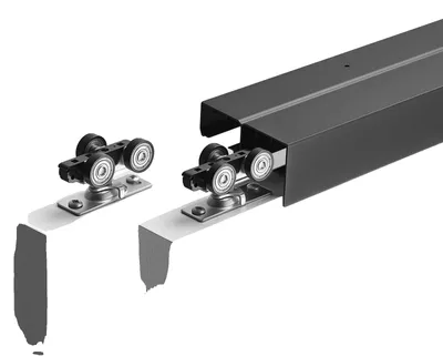 Produktbild von VEVOR Schiebetürbeschlagset, 1,75 m Schwerlast Schiebetürbeschlagset, Gewerbliche Schiebetürbeschläge und Schiene für 24"-36" breite Einzeltüren, Einfach und reibungslos zu installieren, 6 ft-c, Ohne Soft Close-b