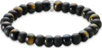Zdjęcie produktu dla Bransoletka z koralików z obsydianu i tygrysiego oka - Thomas Sabo Model: A2196-806-11-L19
