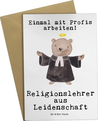 Produktbild von Mr. & Mrs. Panda Glückwunschkarte Religionslehrer Leidenschaft - Weiß - Geschenk, osterkarten, Grußkarte, Grußkarten, Lustig, weihnachtskarten, Spruch, Grundschule