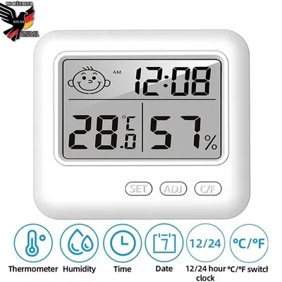 Produktbild von Digitales Thermo-Hygrometer Thermometer Luftfeuchtigkeitsmessgerät Wetterstation digital LCD mit hoher Genauigkeit Temperatur Feuchtigkeit Haus Büro
