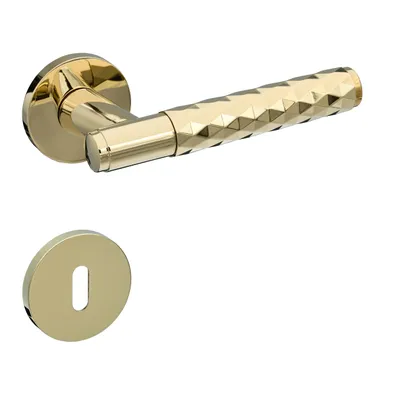 Produktbild von Gavroche Türgriffe Set BB Buntbart Türklinken für Innentüren in Gold Optik Drückergarnitur für Zimmertür mit runder Rosettengarnitur aus Zink