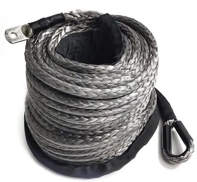 Immagine prodotto di Cavo per verricello in UHMWPE - intrecciato a 12 fili - 30 m x 10 mm - carico di rottura 10.500 kg - Per recupero e traino fuoristrada di ATV/SUV/autocarri - per carichi pesanti - grigio