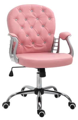 Image de Chaise de bureau ergonomique Vinsetto, fauteuil de direction, dossier rembourré, rose