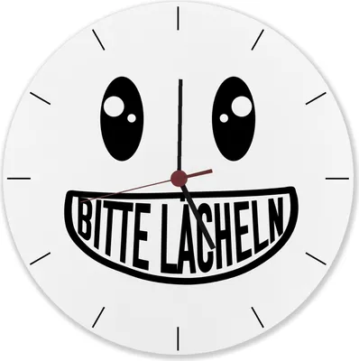 Produktbild von Bitte lächeln Wanduhr aus Alu mit grinsendem Gesicht