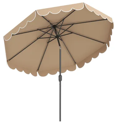 Zdjęcie produktu dla KOMFOTTEU parasol 300 cm z korbką i falbaną, parasol ogrodowy składany pod kątem 35°, parasol tarasowy z 8 żebrami, parasol do ogrodu, na taras i plażę