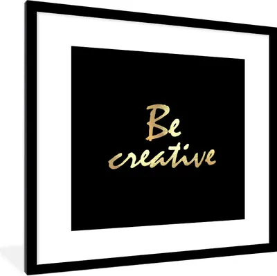 Produktbild von MuchoWow® Gerahmtes Poster Zitate - Kreativ - Gold 40x40 cm - Poster mit Schwarzem Bilderrahmen Wandposter Rahmen Foto Bilder - Poster - Plakat im Rahmen