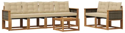 Produktbild von vidaXL Outdoor-Sofagarnitur mit Kissen 7 pcs Natur und Beige