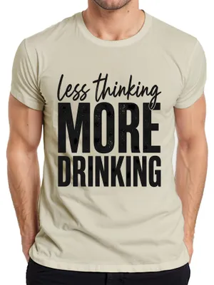 Immagine prodotto di Meno pensieri, più bevute. Maglietta da uomo con scritta "Lustig Alkohol Party Saufen Bier JGA", disponibile nei colori: naturale