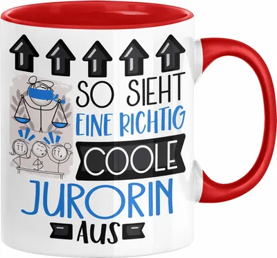 Produktbild von Jurorin Geschenk Tasse Geschenkidee für Jurorin Geburtstag Weihnachten Spruch So Sieht Eine Richtig Coole Jurorin Aus Kaffee-Becher  (Rot)