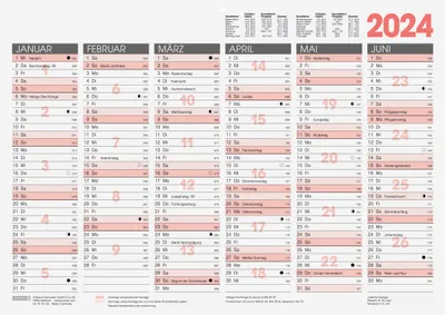 Produktbild von 2024 BRUNNEN Tafelkalender A3 1S/6Monate