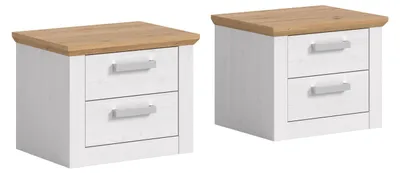 Produktbild von Verona Nachttisch 2 Stk. 2 Schubladen sibirische Lärche Nachbildung, Eiche Nachbildung.