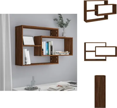 Obrázek produktu pro vidaXL Nástěnná police hnědý dubový vzhled 104x20x58,5 cm materiál na bázi dřeva - Nástěnné police