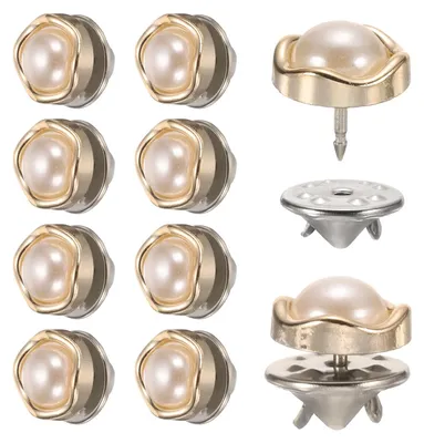 10 Perlen-Broschenknöpfe 11,5 mm, nähfrei, Weiß