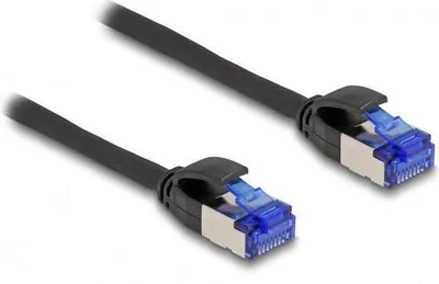 Productafbeelding van Delock - Patchkabel - RJ-45 (M) naar RJ-45 (M) - 3 meter - 4,5 mm - S/FTP - CAT 6a - halogenvrij, zonder haak - zwart