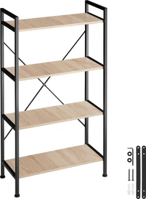 Image de Etagère bibliothèque LEEDS style industriel 67,5 x 31,5 x 121,5 cm - Bois clair industriel, Chêne Sonoma