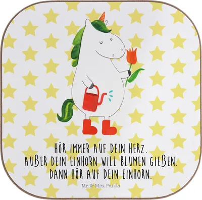 Produktbild von Mr. & Mrs. Panda Untersetzer für Gläser Einhorn Gärtner - Weiß - Geschenk, Stiefel, Unicorn, Freundin, Glas, Einhörner, gläseruntersetzer, Getränkeuntersetzer, Garten