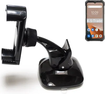 Produktbild von K-S-Trade kompakte Handy-Halterung Windschutzscheibe kompatibel mit Blackview BL8800 5G Armaturenbrett schwarz Autohalterung KFZ Halter