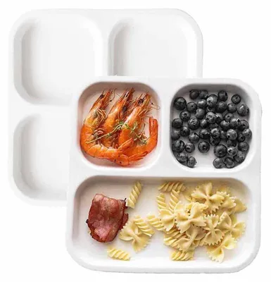 Produktbild von Porzellanteller mit 3 Fächern zur Portionskontrolle