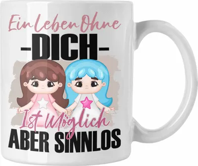 Produktbild von Trendation - Beste Freundin Tasse Geschenk Spruch BFF Geschenkidee Ein Leben Ohne Dich (Weiß)
