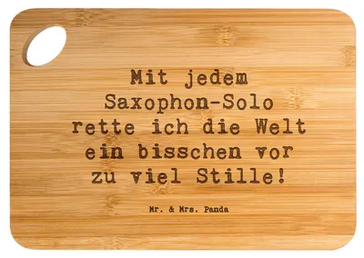 Produktbild von Mr. & Mrs. Panda Holzbrett Spruch Saxophon Magie - Transparent - Geschenk, Instrument lernen, Solo, Musik, Blues, Schneidebrett, Brett, Klangfarbe, Holzbrettchen