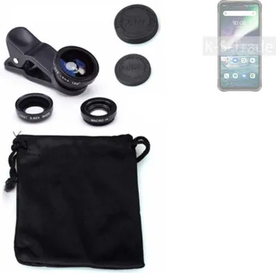 Produktbild von K-S-Trade Smartphone Kamera Linsen Set Kompatibel mit UMIDIGI Bison GT 3in1 Clip-On Kamera Adapter Macro Weitwinkel FishEye Fischauge Objektiv Linse