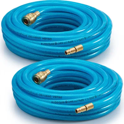 Produktbild von 2x MONZANA® Druckluftschlauch 10m PVC Schnellkupplung 15 bar 1/4" Anschluss Ø Innen 6mm Außen 13mm Gewebeschlauch Kompressor