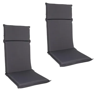 Produktbild von Albatros Gartenstuhl Sitzauflage 2er Set Gartenstuhlauflagen Sitzpolster Sitzkissen Outdoor Anthrazit 106x45cm, Hochlehner Auflage UV Beständig wasserabweisend geeignet für Klappstühle und Stapelstühle